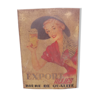 Plaque pub en tôle bière export alliés