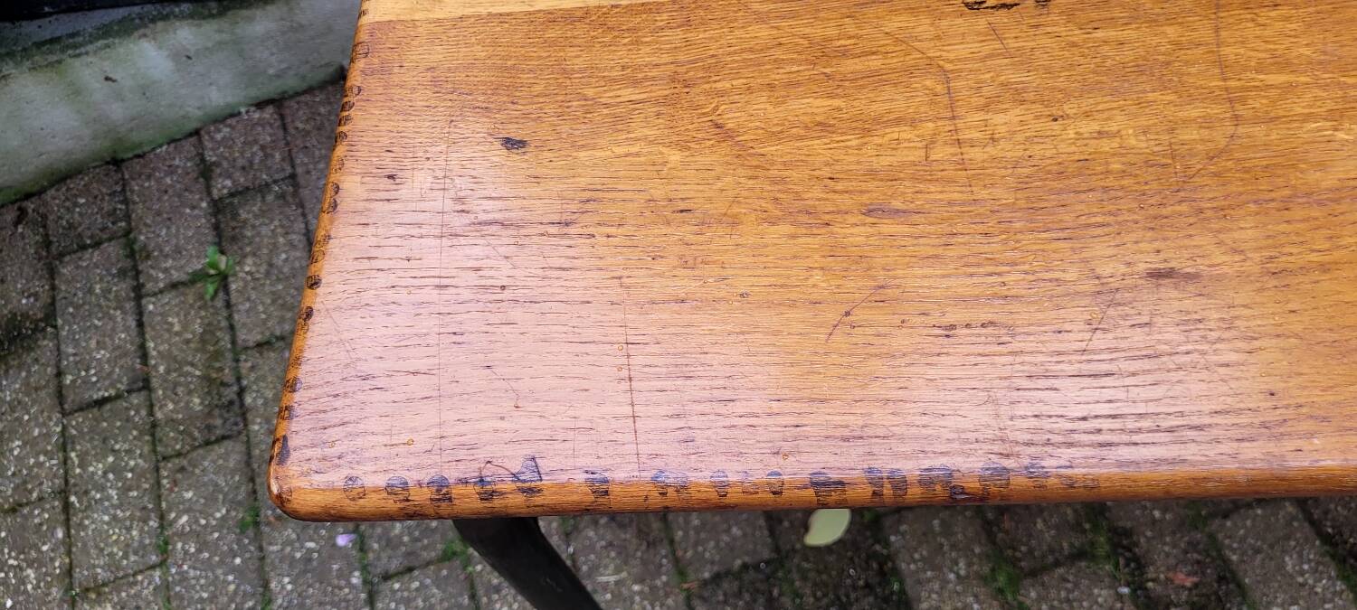 Vintage 60s school table in wood and metal