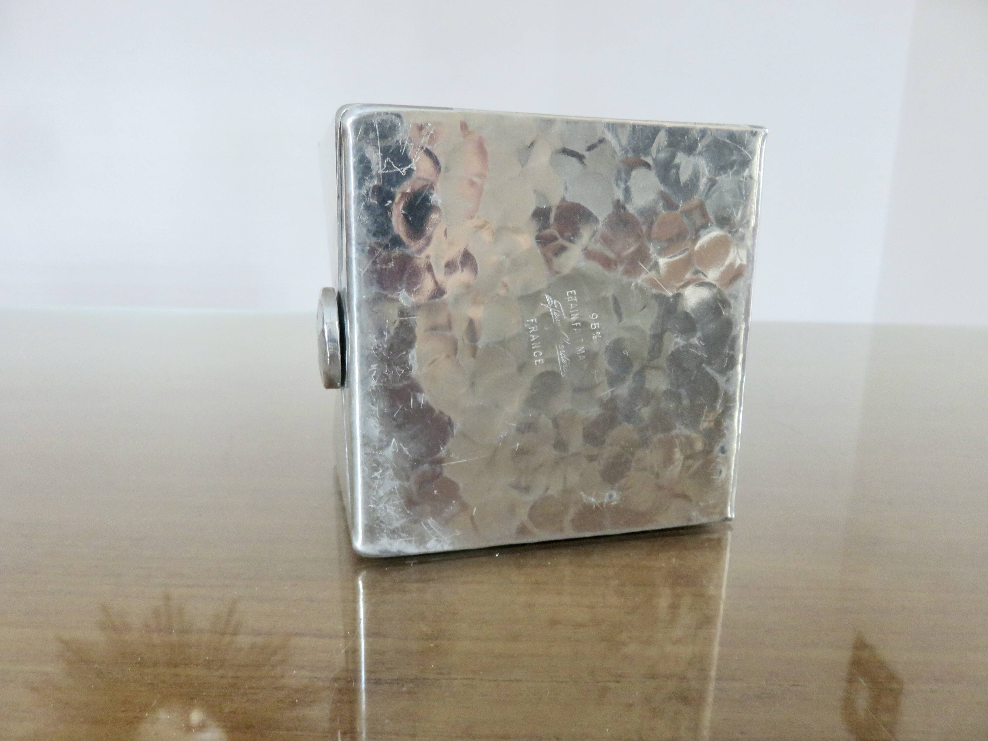 Modernist "Jean Goardere" post it holder in handmade pewter, 1970