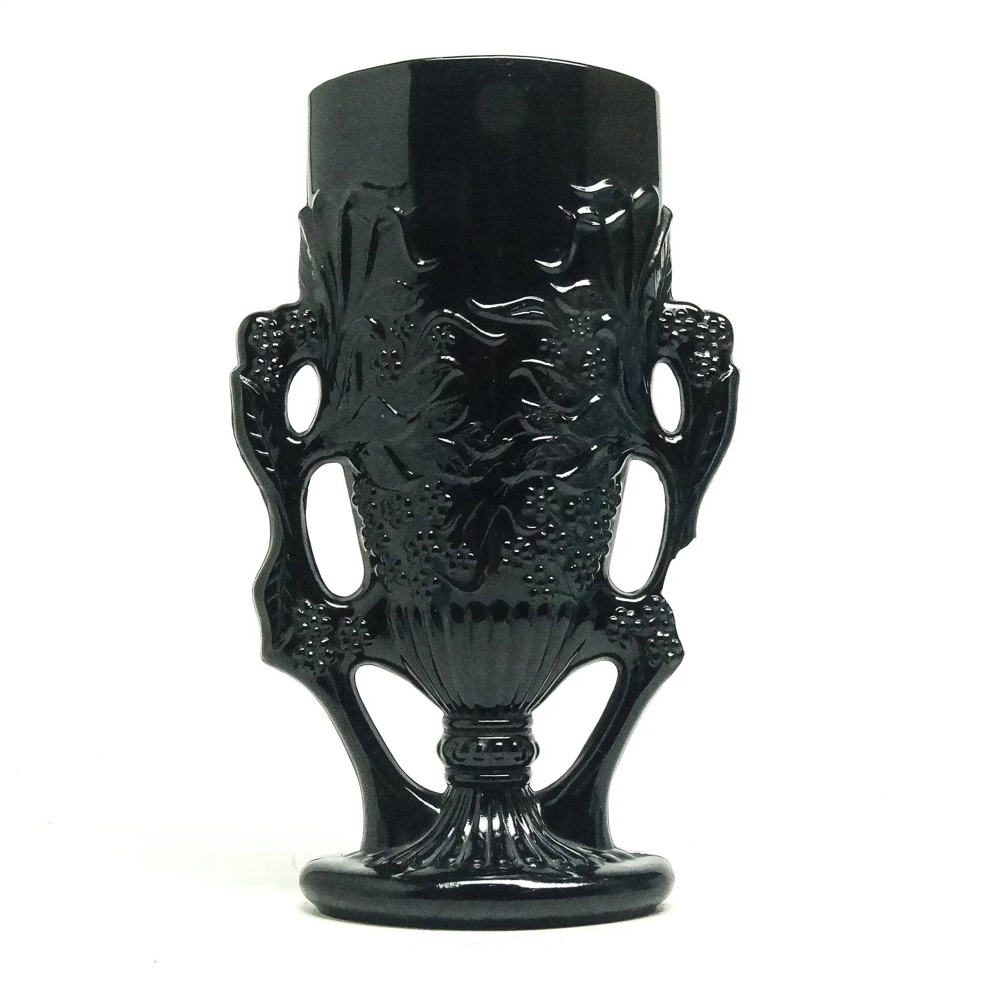 Eclectic vase, black hyalite glass, Ząbkowice, Poland, 1970s