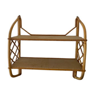 Vintage bamboo rattan shelf