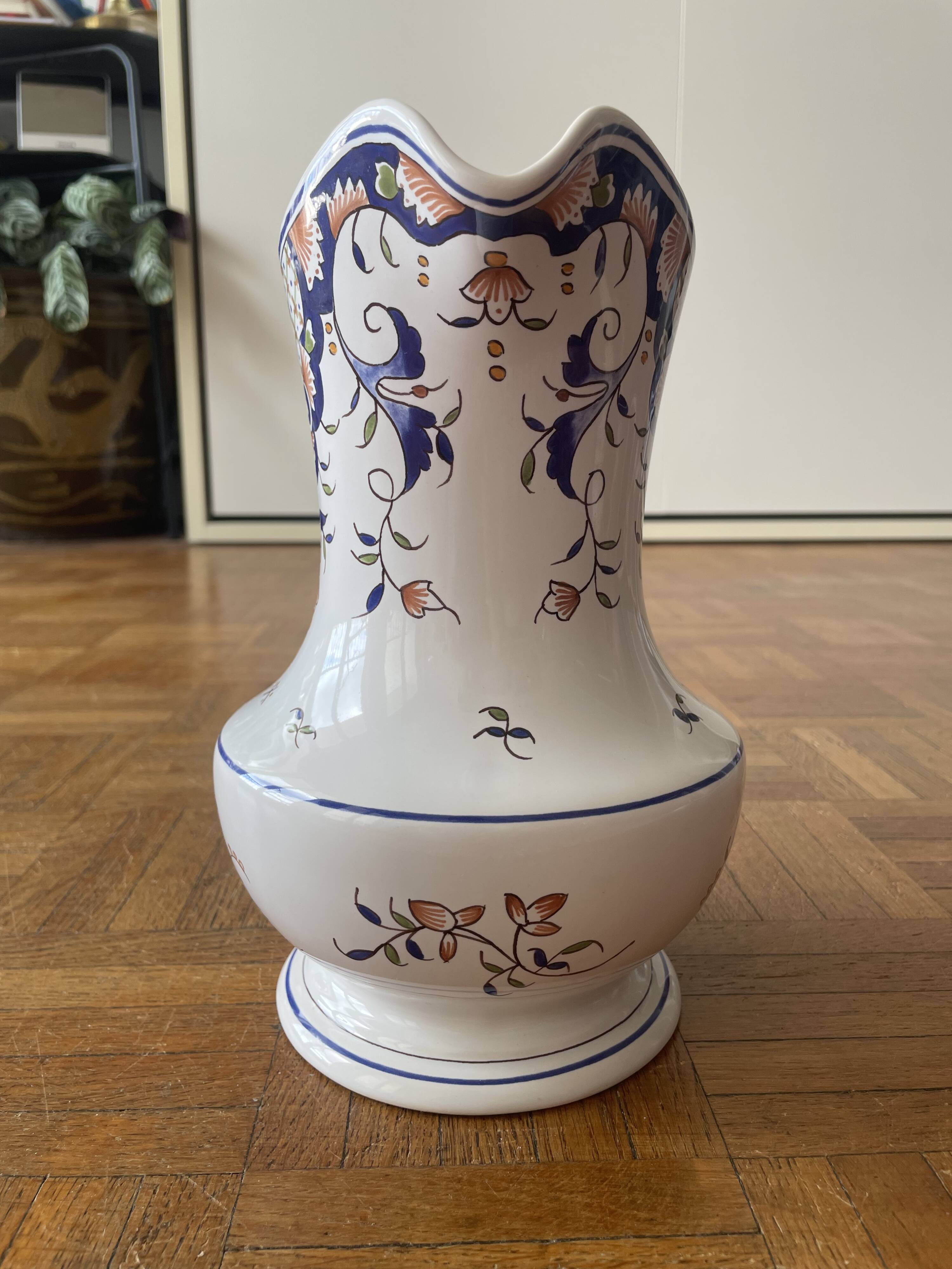 Large ceramic jug Old Rouen 1900