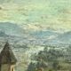 Ancient painting , Swiss landscape, signed and dated 1894