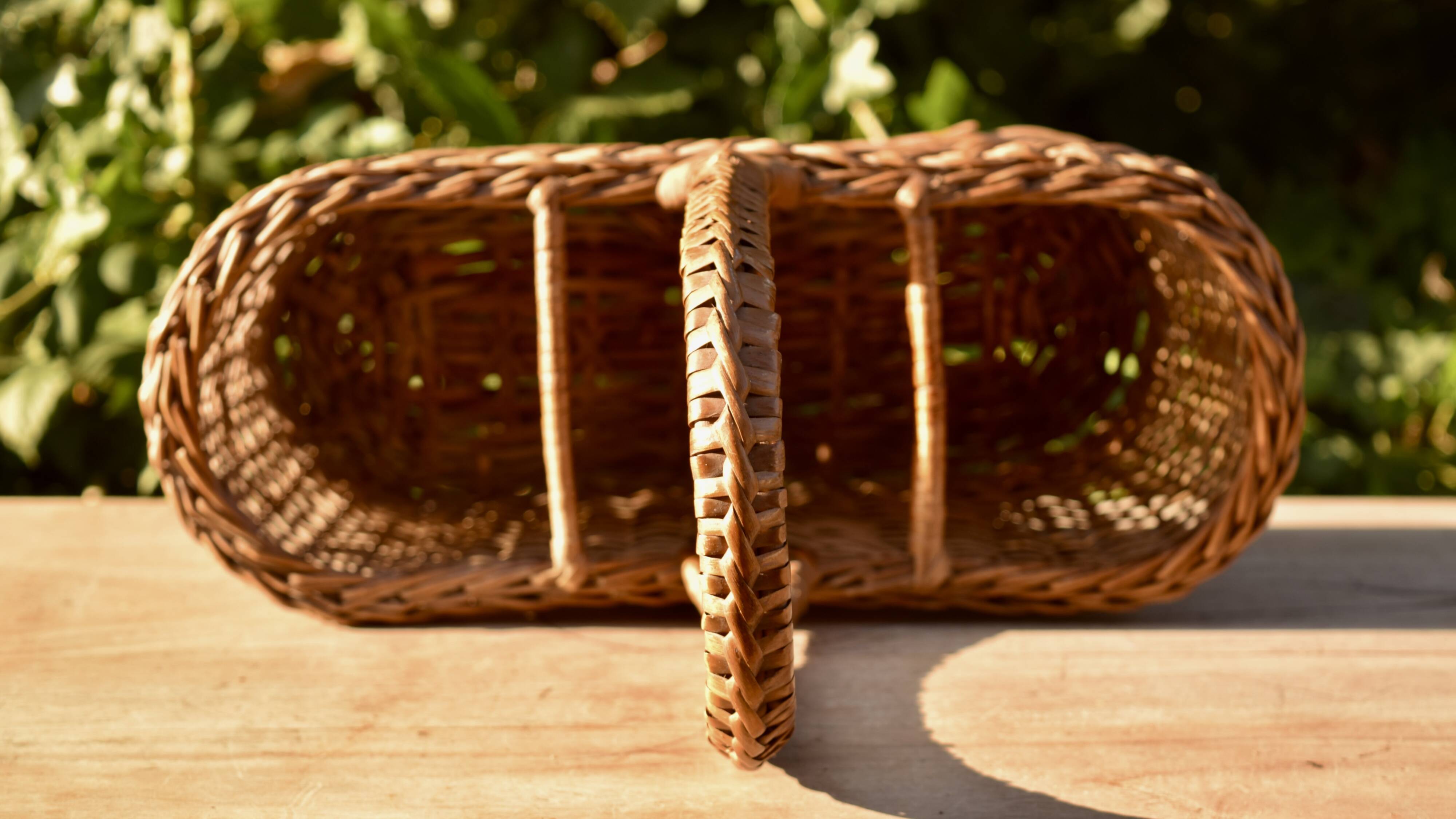 Vintage wicker bottle holder basket