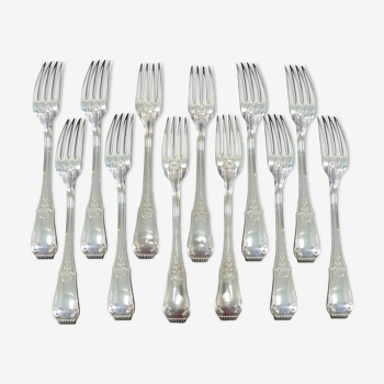 12 large forks Boulenger in silver metal model regence berry