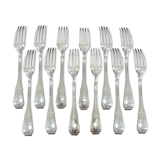 12 large forks Boulenger in silver metal model regence berry