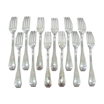 Set de 12 grandes fourchettes Boulenger en metal argenté modele regence berry