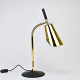 Rare desk and table lamp in brass and leather by Carl Aubock II #4280, Vienna, Austria.