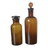 Amber colored glass apothecary jars