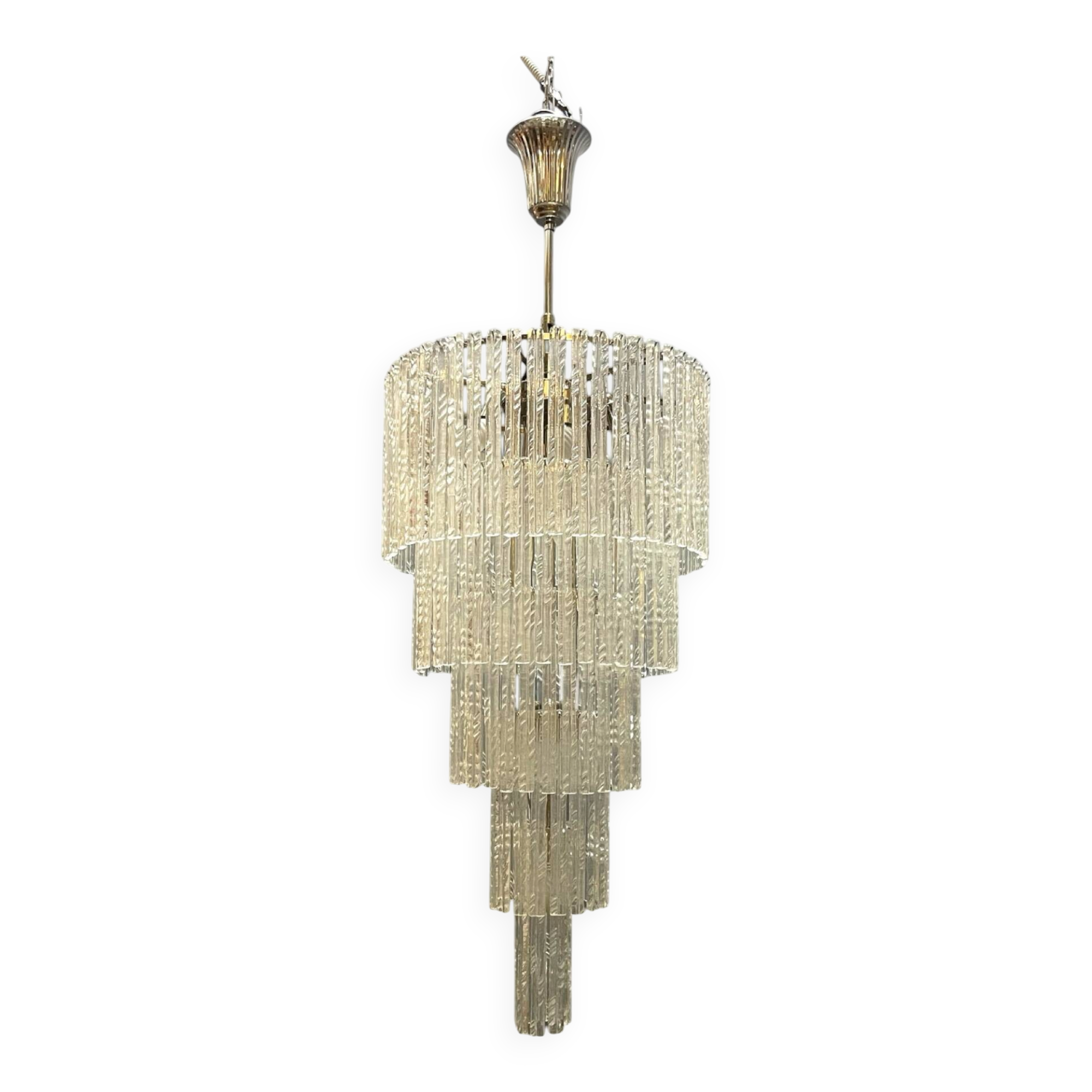 Extra Large Murano Glass Rod Chandelier, Italy, 1970s