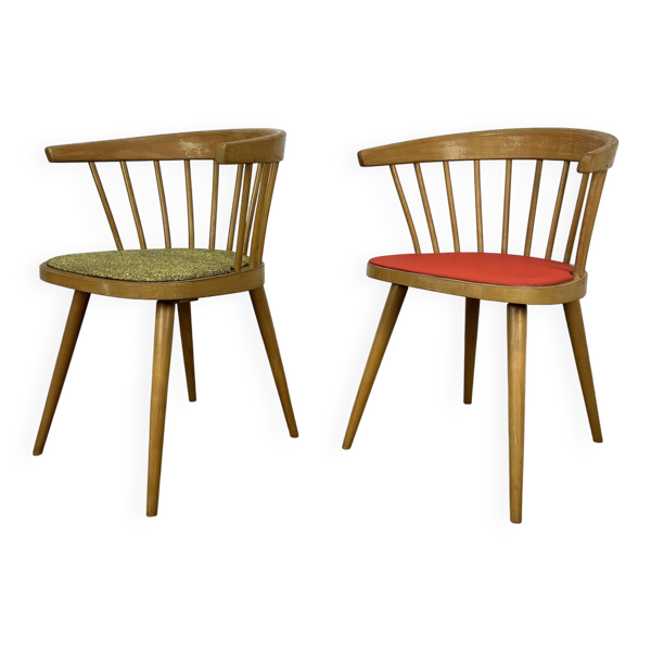 Paire de fauteuils de bureau à barreaux Baumann 740, années 60