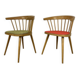 Pair of Baumann 740 office chairs, slatted models, 1960s