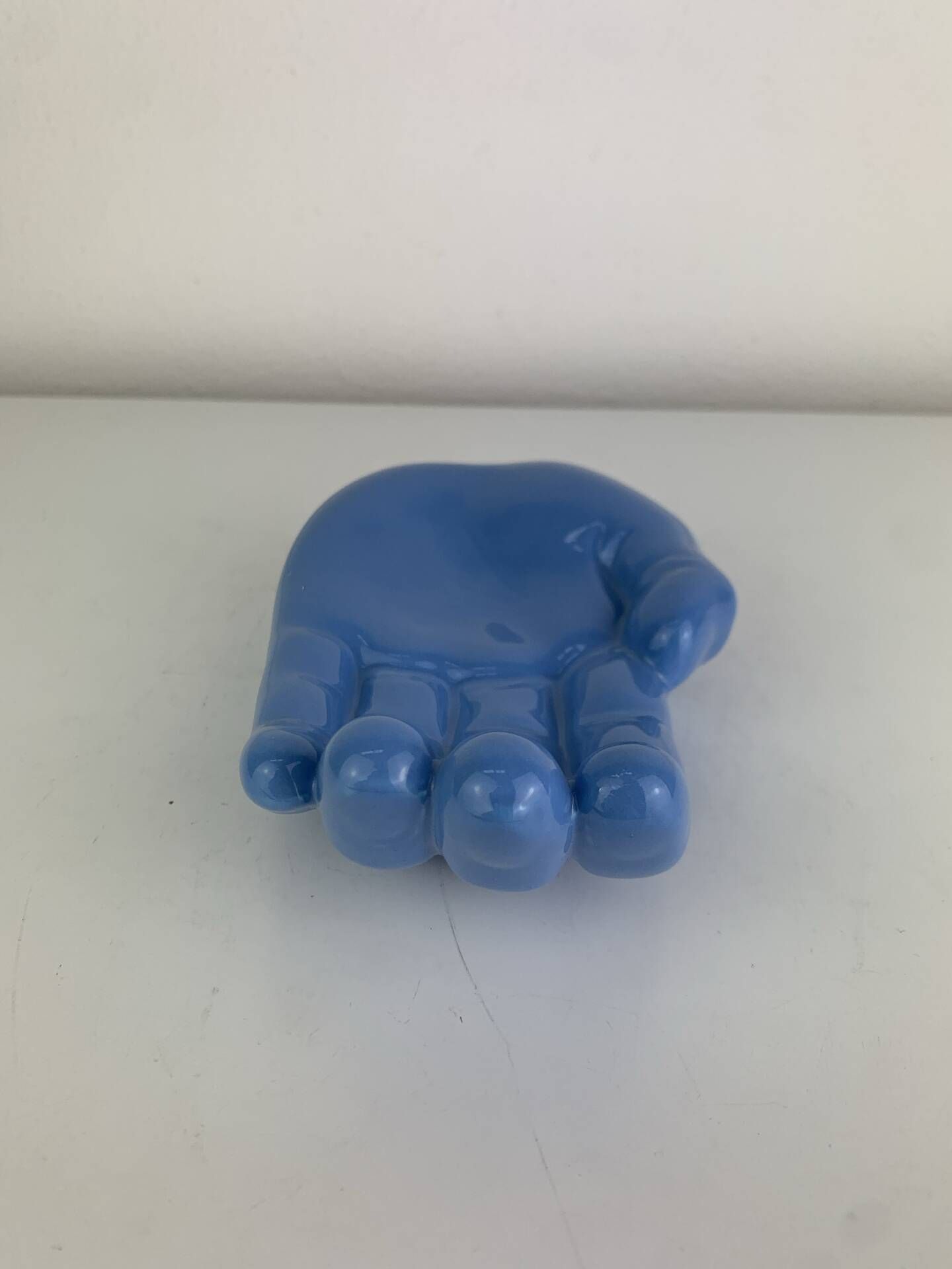 Blue ceramic hand dish, vintage