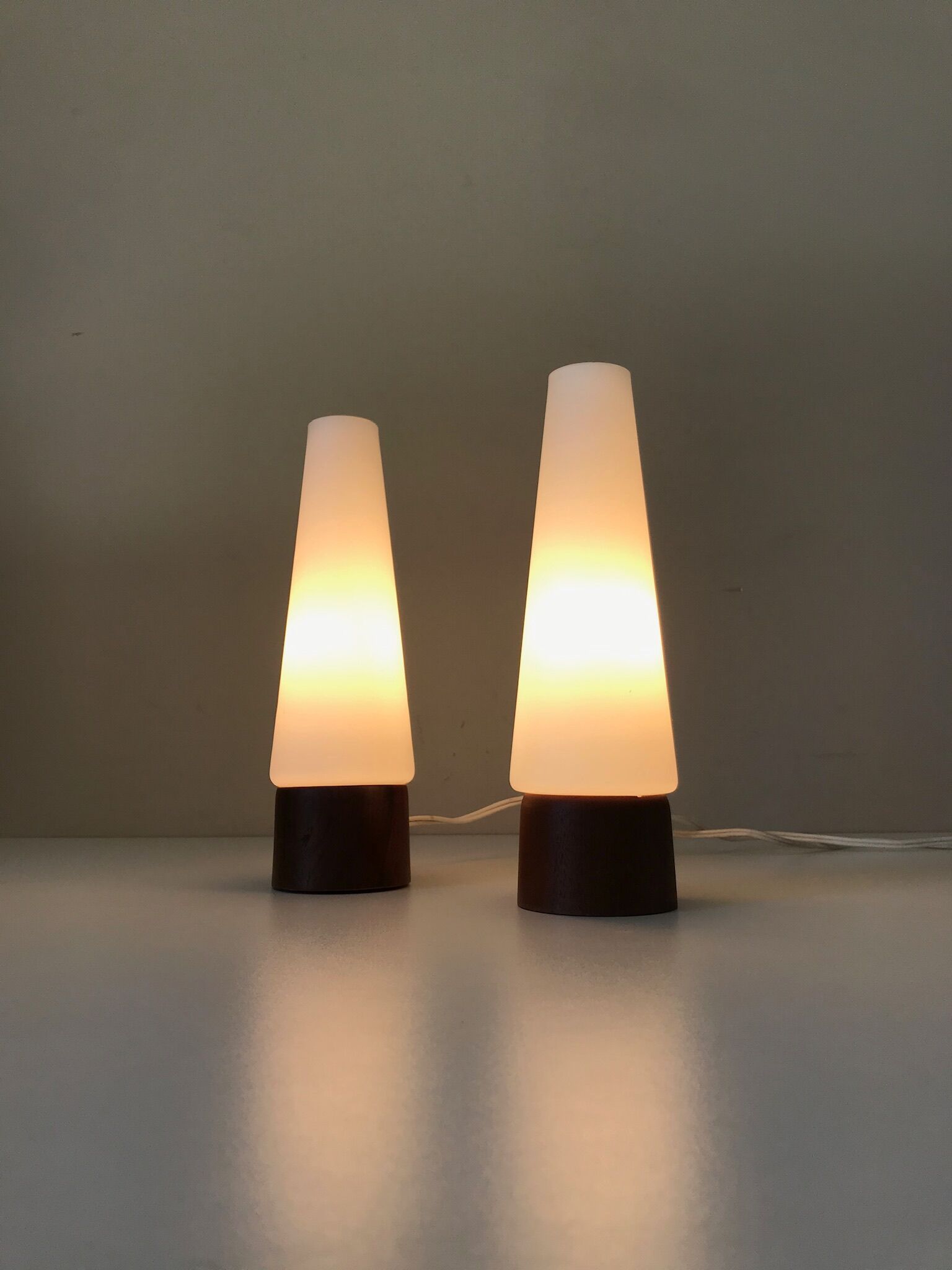 Pair of Philips teak lamps 60s