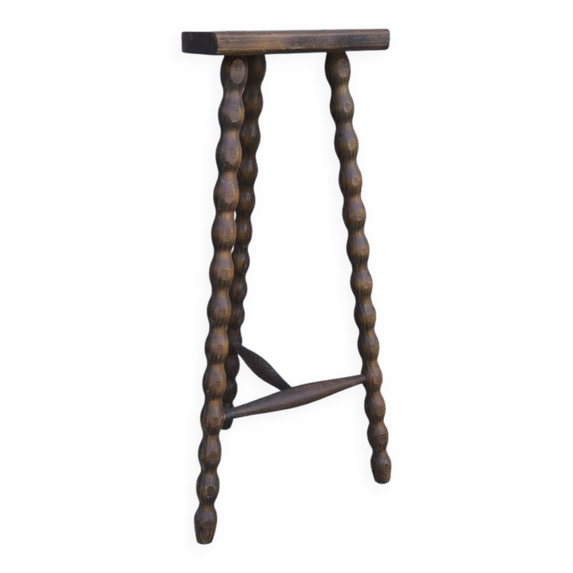 Turned wooden tripod stool