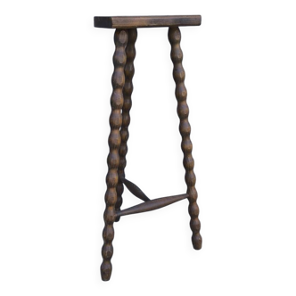Turned wooden tripod stool