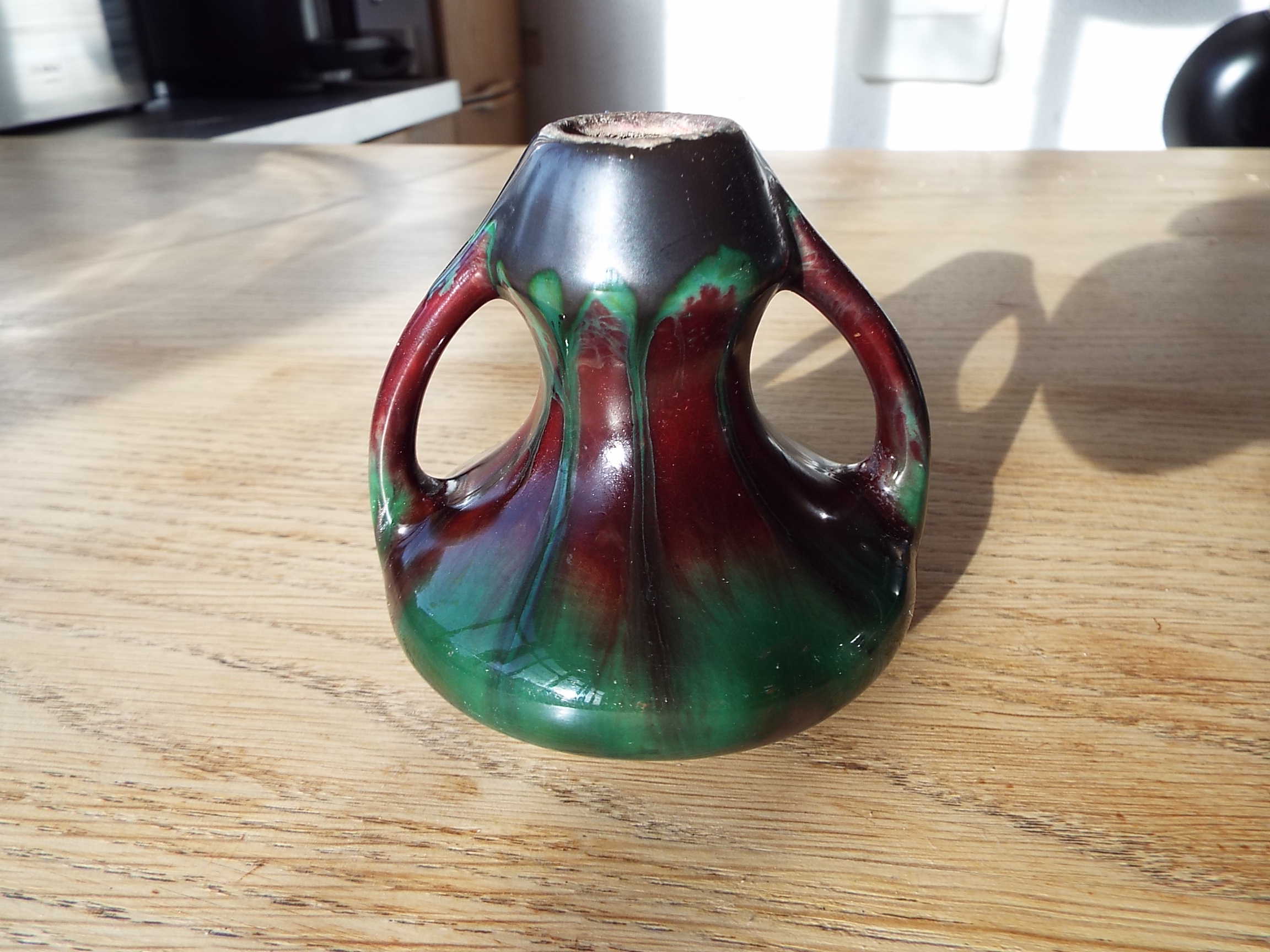 Flamed stoneware vase candle holder