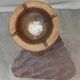 Vintage tripod ashtray with wooden shelf