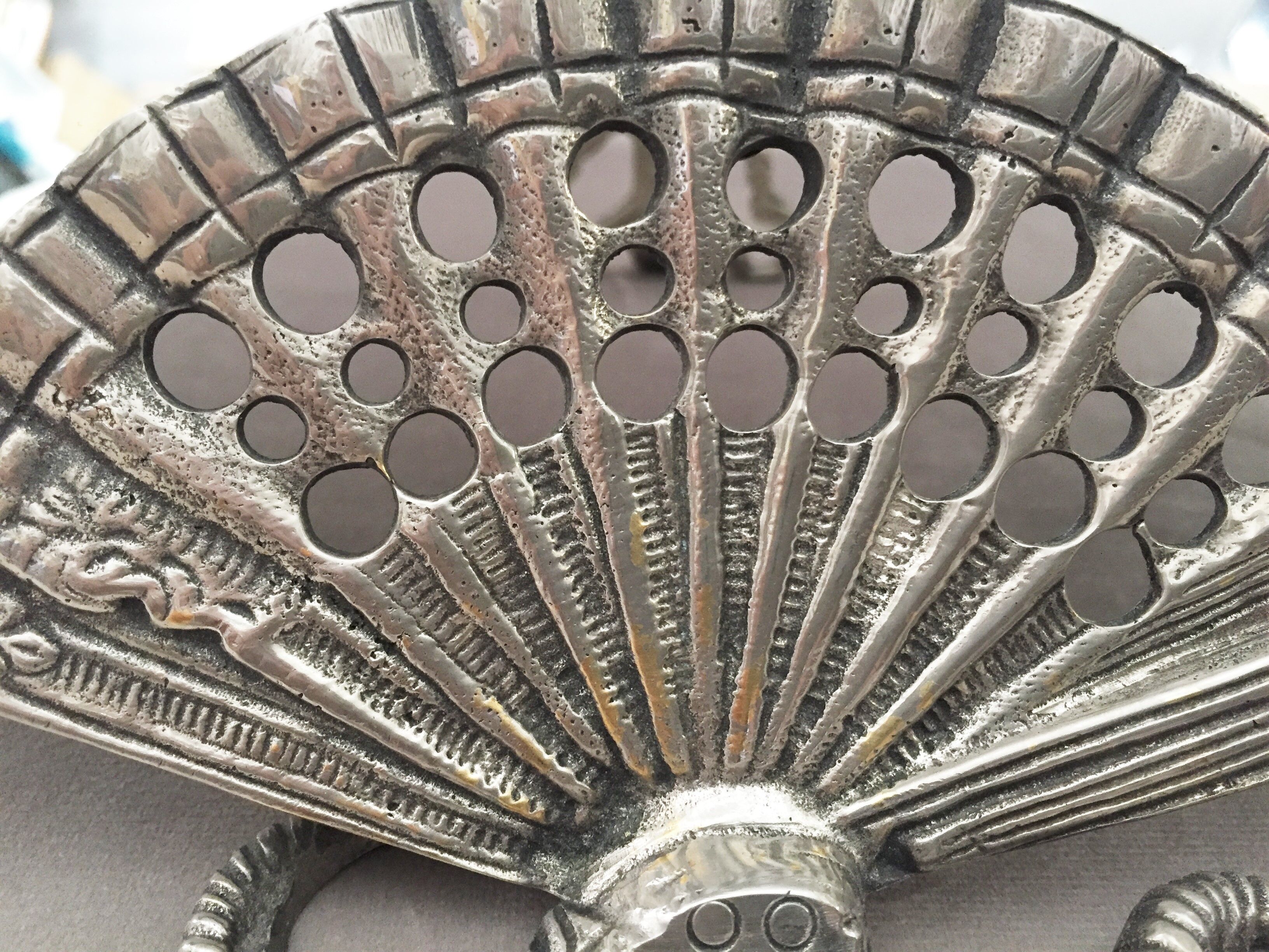 Baroque mirror fan in the Louis XV style, silver bronze Napoleon III