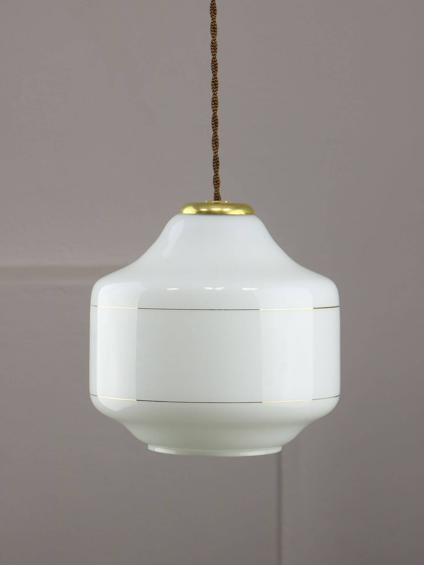 Mid-Century Italian Opaline and Brass Pendant Lamp