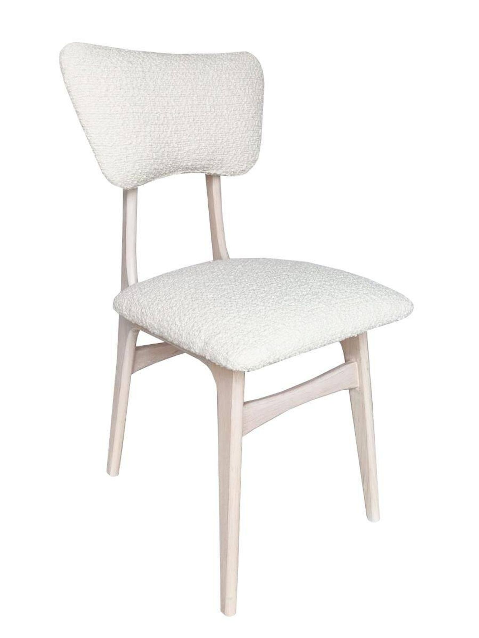 Mid-Century Butterfly Chair, White Boucle Fabric, White Oak, Europe, 1960
