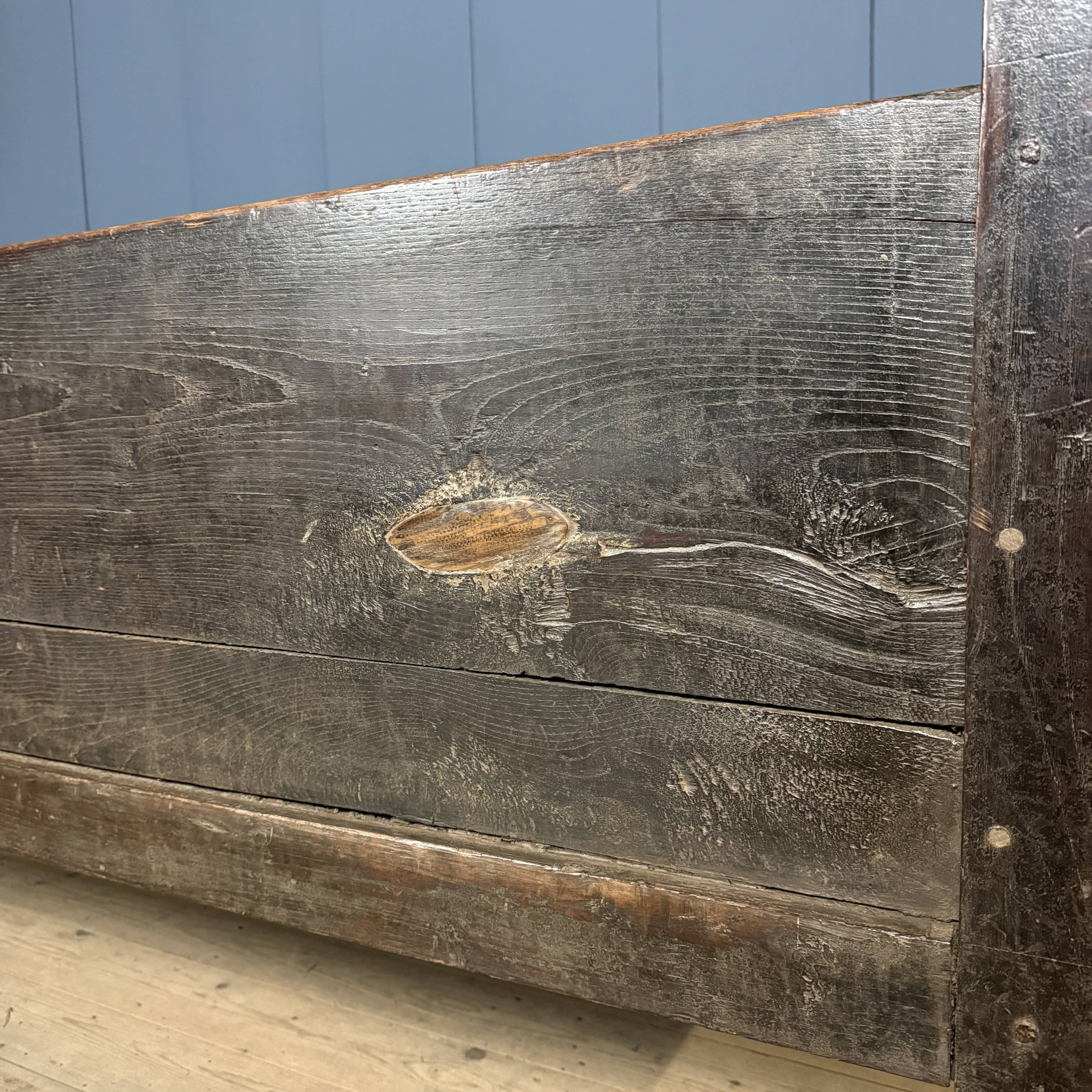 Antique Spanish chestnut wood bench from the 18th century