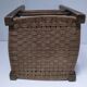 wooden stool with woven plant seat vintage