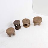4 tabourets africains en bois sculpté
