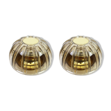 Pair of wall sconces in brass and amber glass or ceiling light by Limburg, Germany, 1960s.