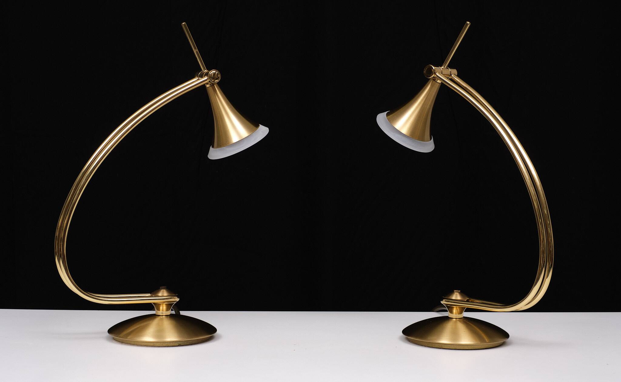 Holtkotter Brass Halogen Table lamps 1980s Germany