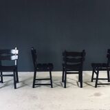 Brutalist dining chairs by Dittmann for Awa Radbound, Netherlands, 1970s, set of 6.