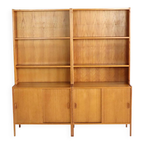 Paire de bibliothèques en teck années 60
