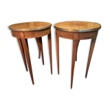 Pair of Louis XVI Directoi style pedestal tables, bouillotte tables