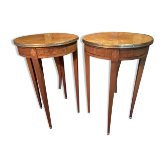 Pair of Louis XVI Directoi style pedestal tables, bouillotte tables