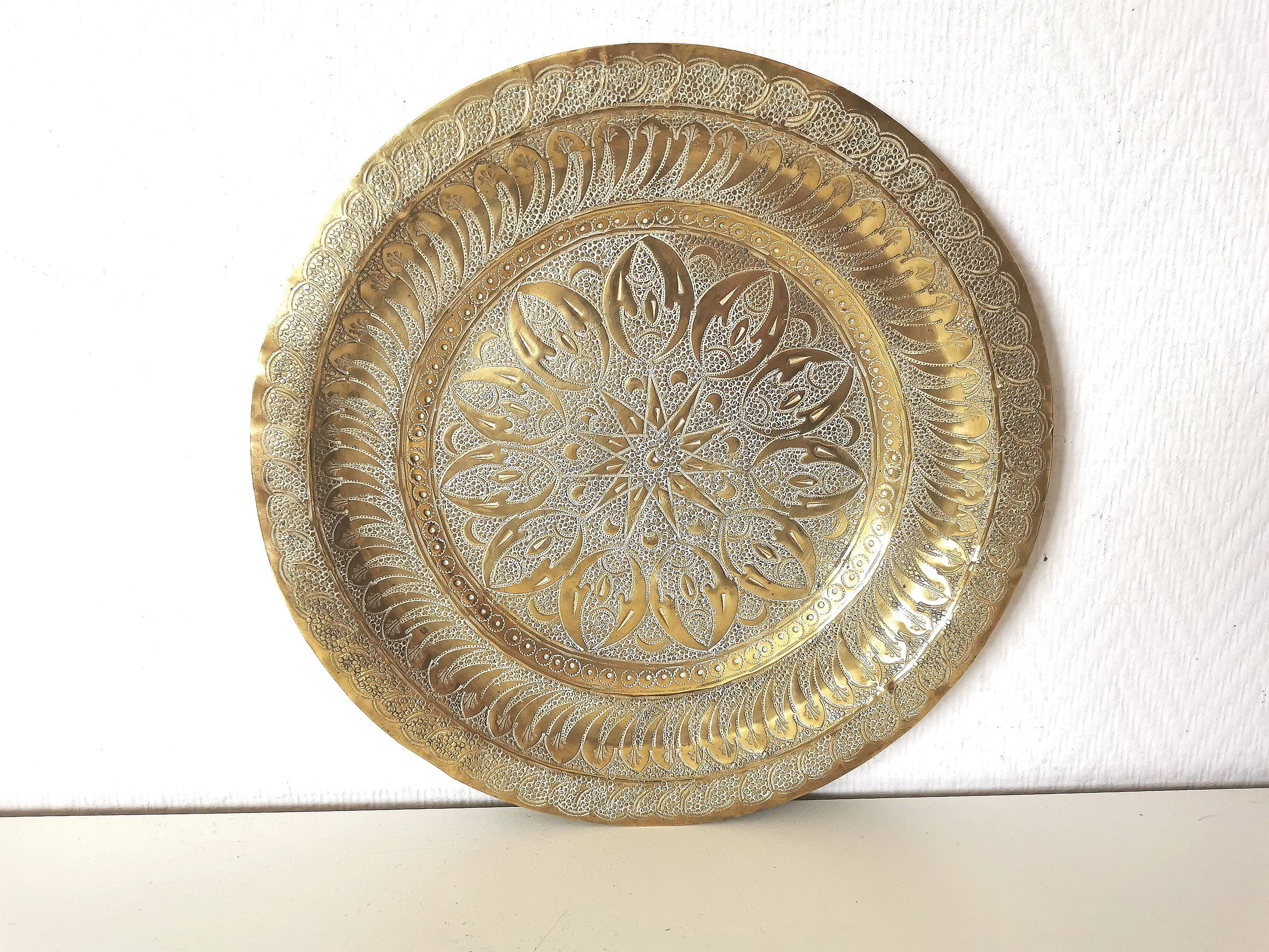 Moroccan copper/brass engraved serving tray