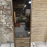 Set 1970 vintage bamboo display case plus shelf