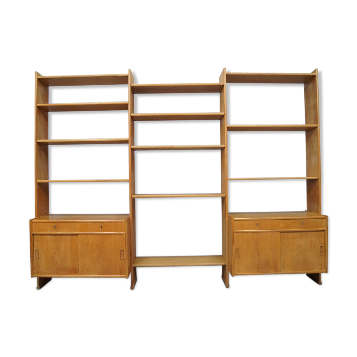 Scandinavian oak modular wall unit, 1960s