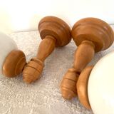 Opaline and wood sconces