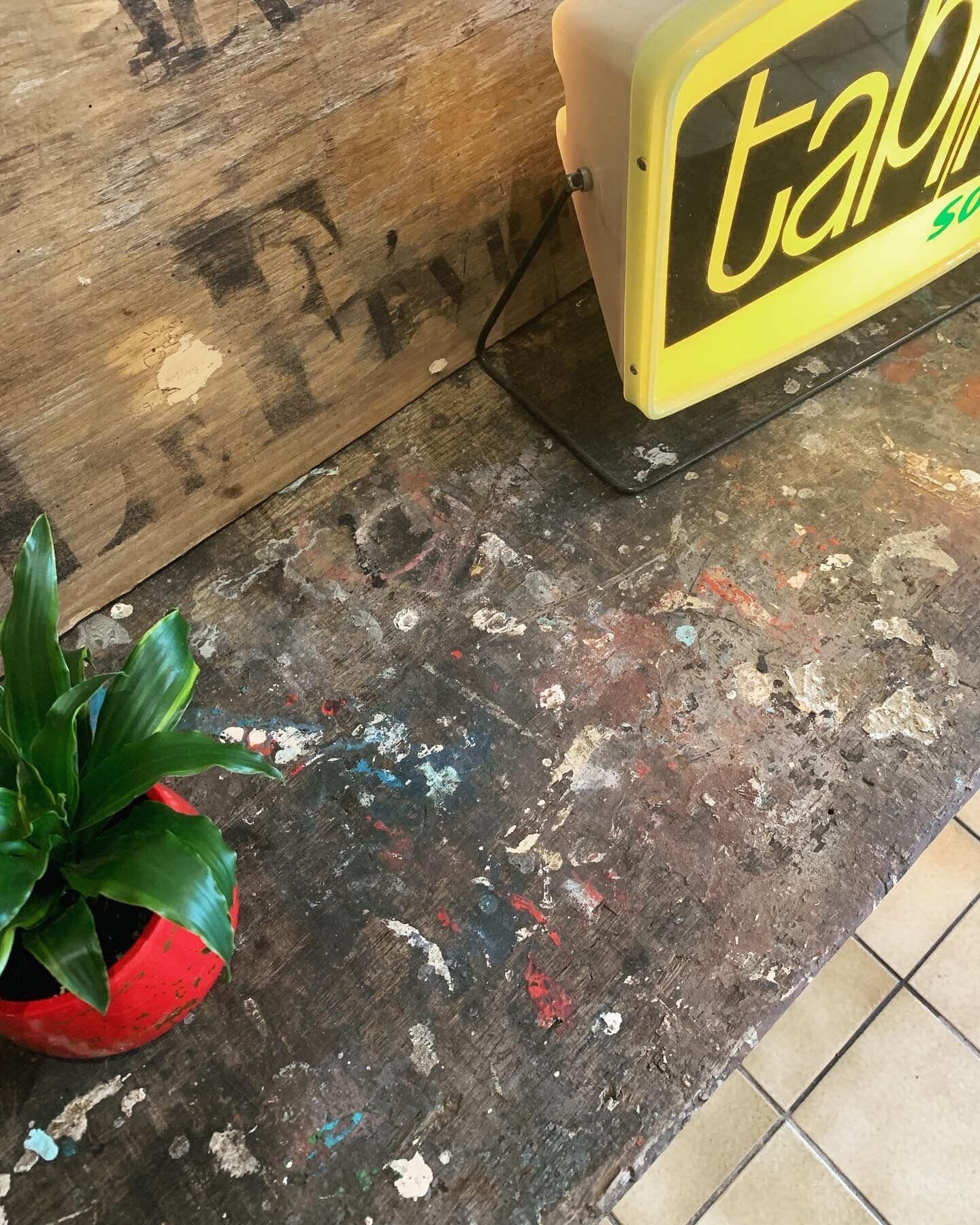 Old wooden workbench