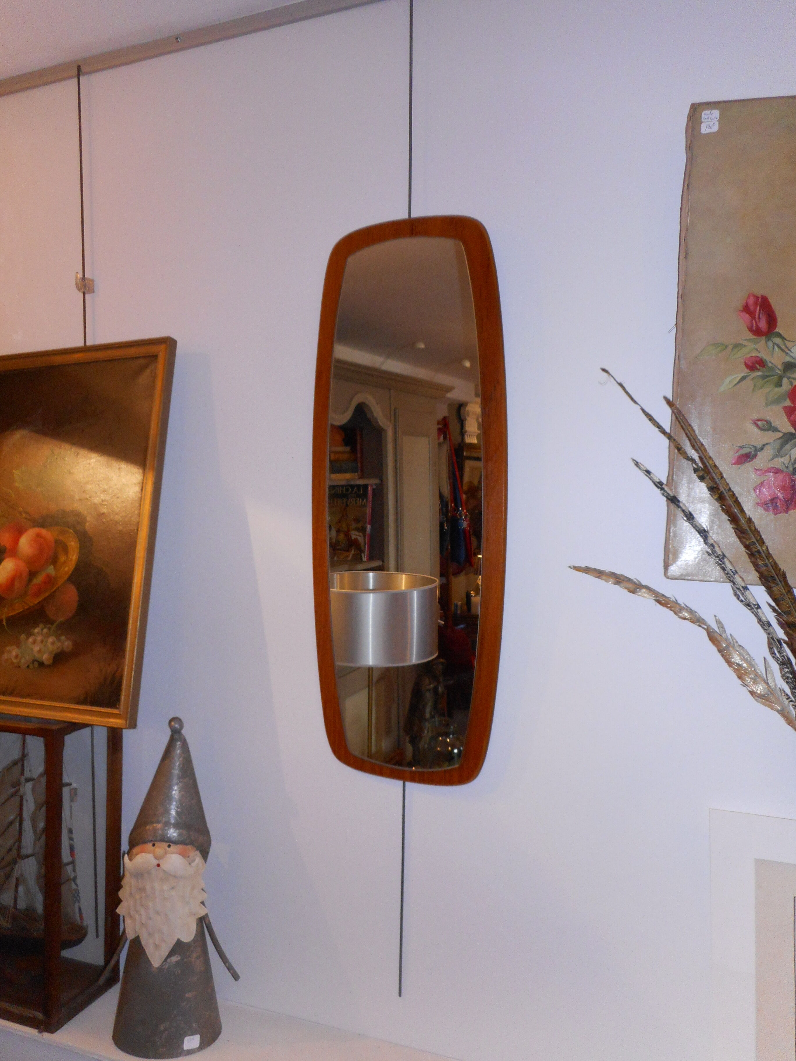 Mirror teak Scandinavian 30x76cm