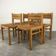 Set of 5 chairs in wood and straw, 60s