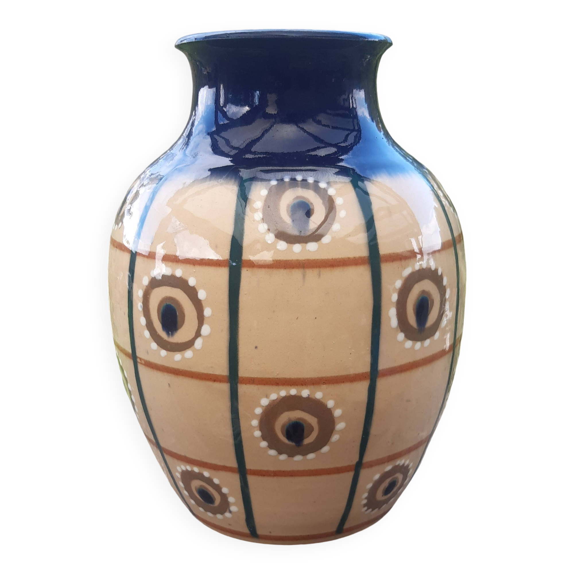 Léon Elchinger enamelled terracotta vase