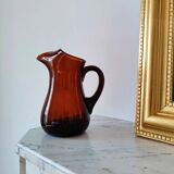 Amber blown glass pitcher
