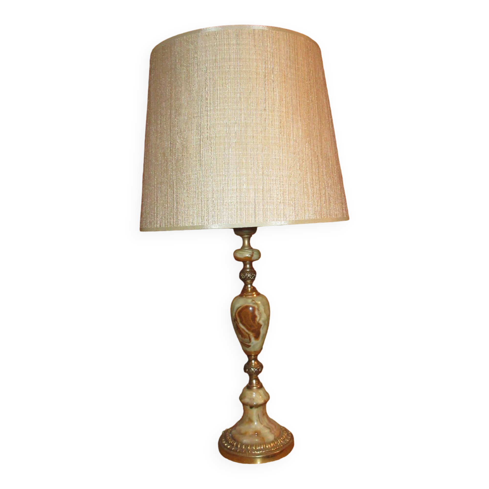 Very beautiful old onyx and bronze table lamp