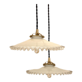 Pair of opaline bistro pendant lights