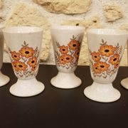 Set of 5 vintage floral art mazagrans