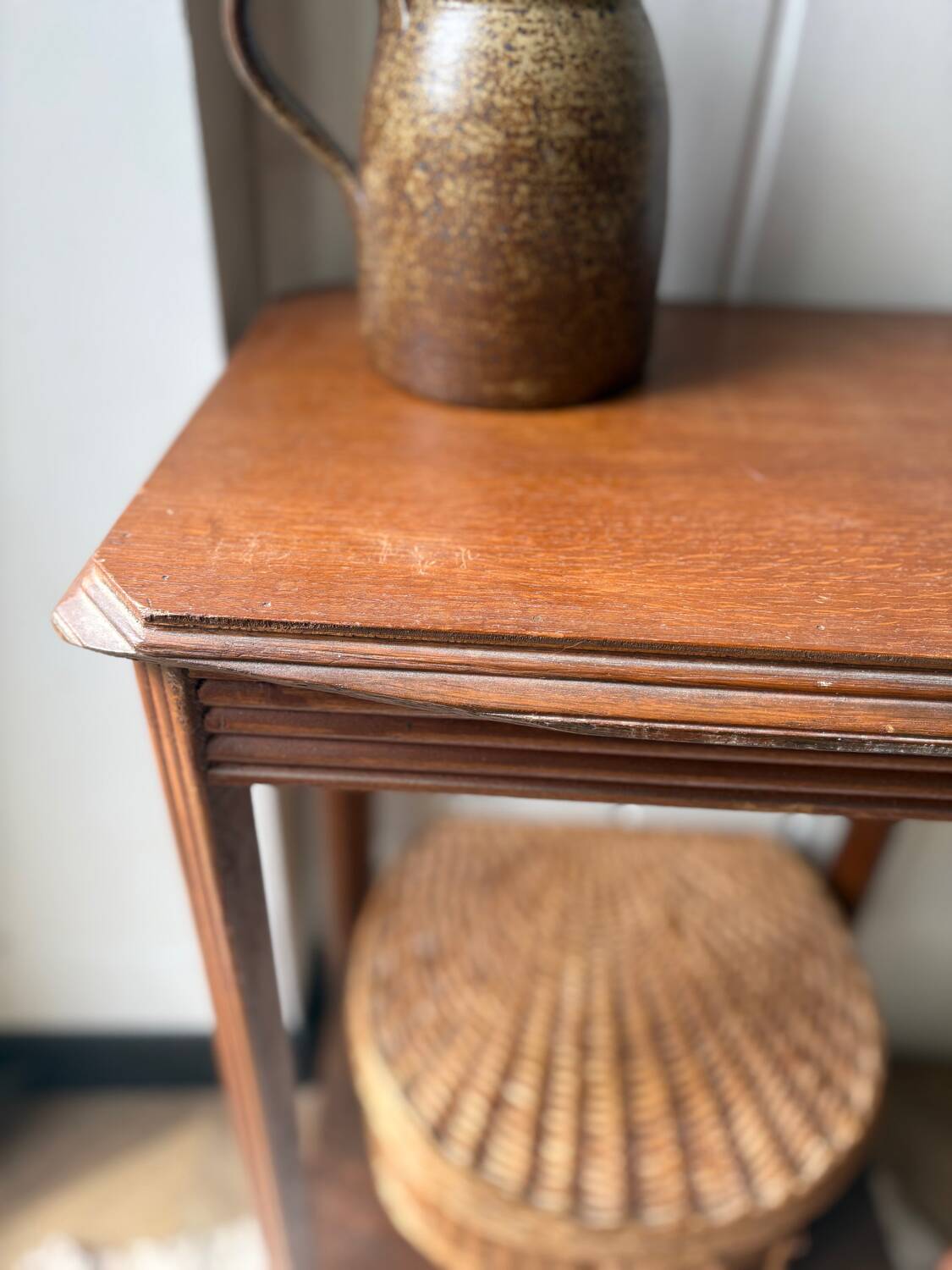Art Deco bedside table in solid wood