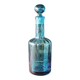 Large blown crystal bottle, twisted, turquoise blue, early 20th century.