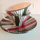 Deux tasses polychromes décor Feria des faienceries de Sarreguemines / vintage années 50-60