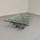 Space coffee table from the 70s, tubular metal and glass, Italian design